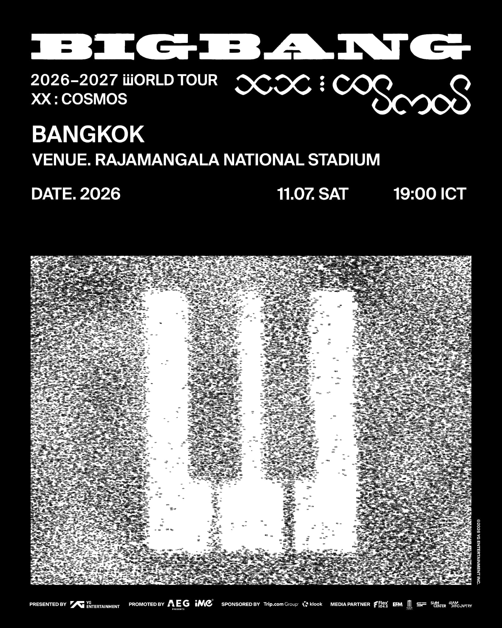 Poster BIGBANG 2026-2027 WORLD TOUR < XX : COSMOS > IN BANGKOK