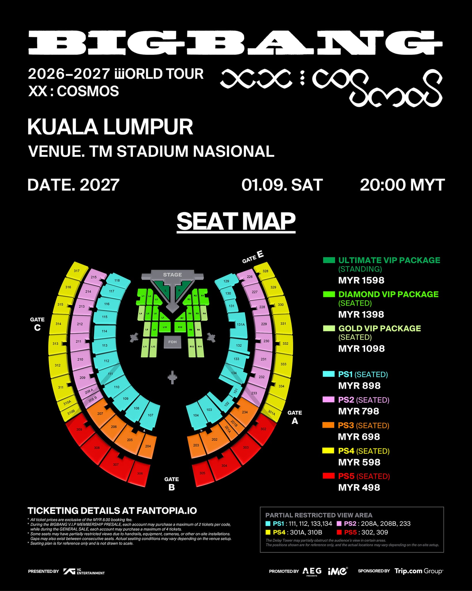 Poster BIGBANG 2026–2027 WORLD TOUR < XX : COSMOS > IN KUALA LUMPUR
