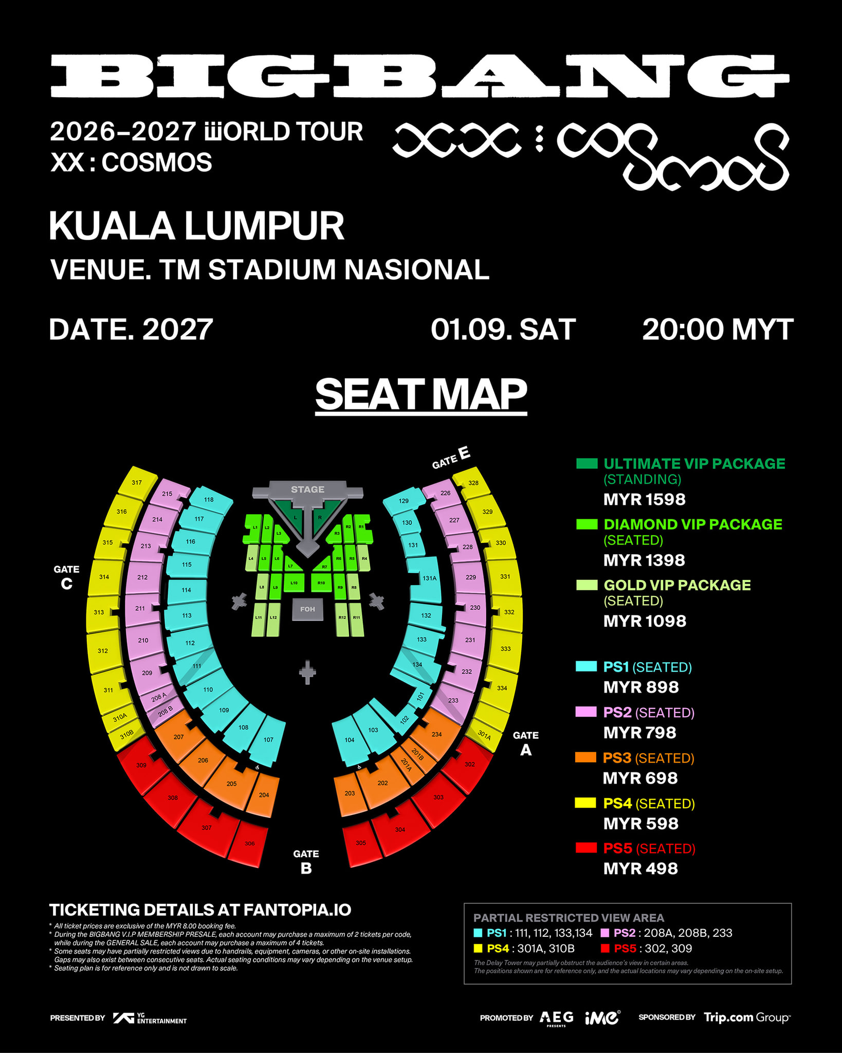 Poster BIGBANG 2026–2027 WORLD TOUR < XX : COSMOS > IN KUALA LUMPUR