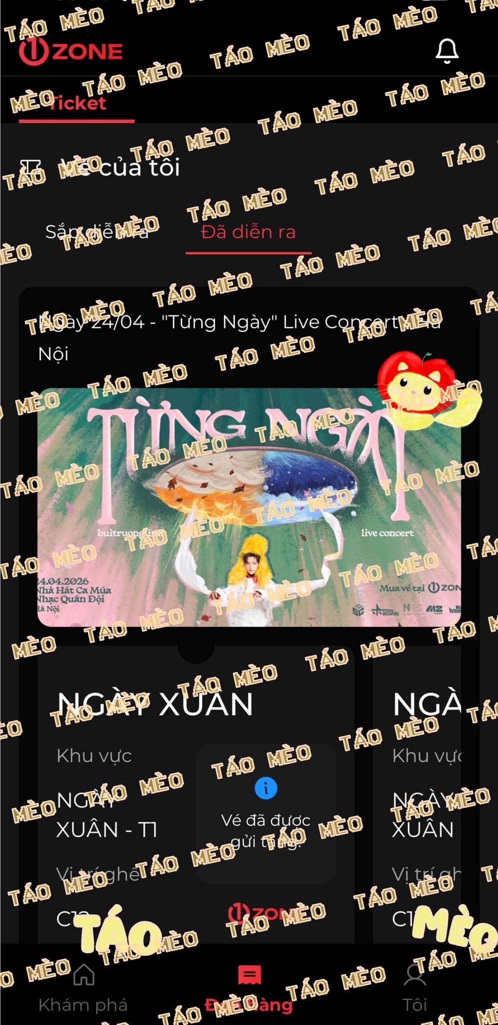 Booking confirmation 1: buitruonglinh – “Từng Ngày” Live Concert – Hà Nội