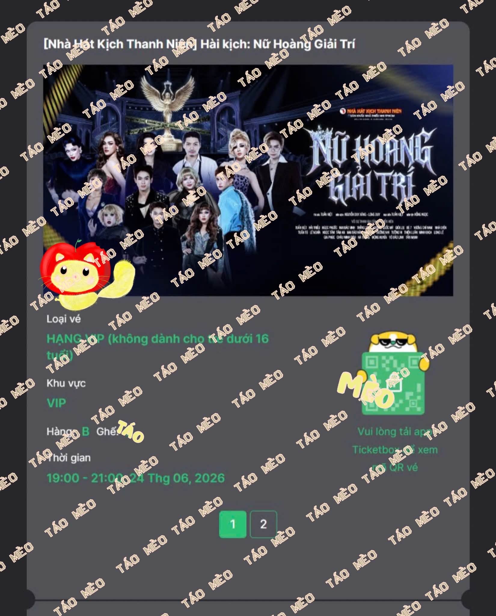 Booking confirmation 1: Hài kịch: Nữ Hoàng Giải Trí