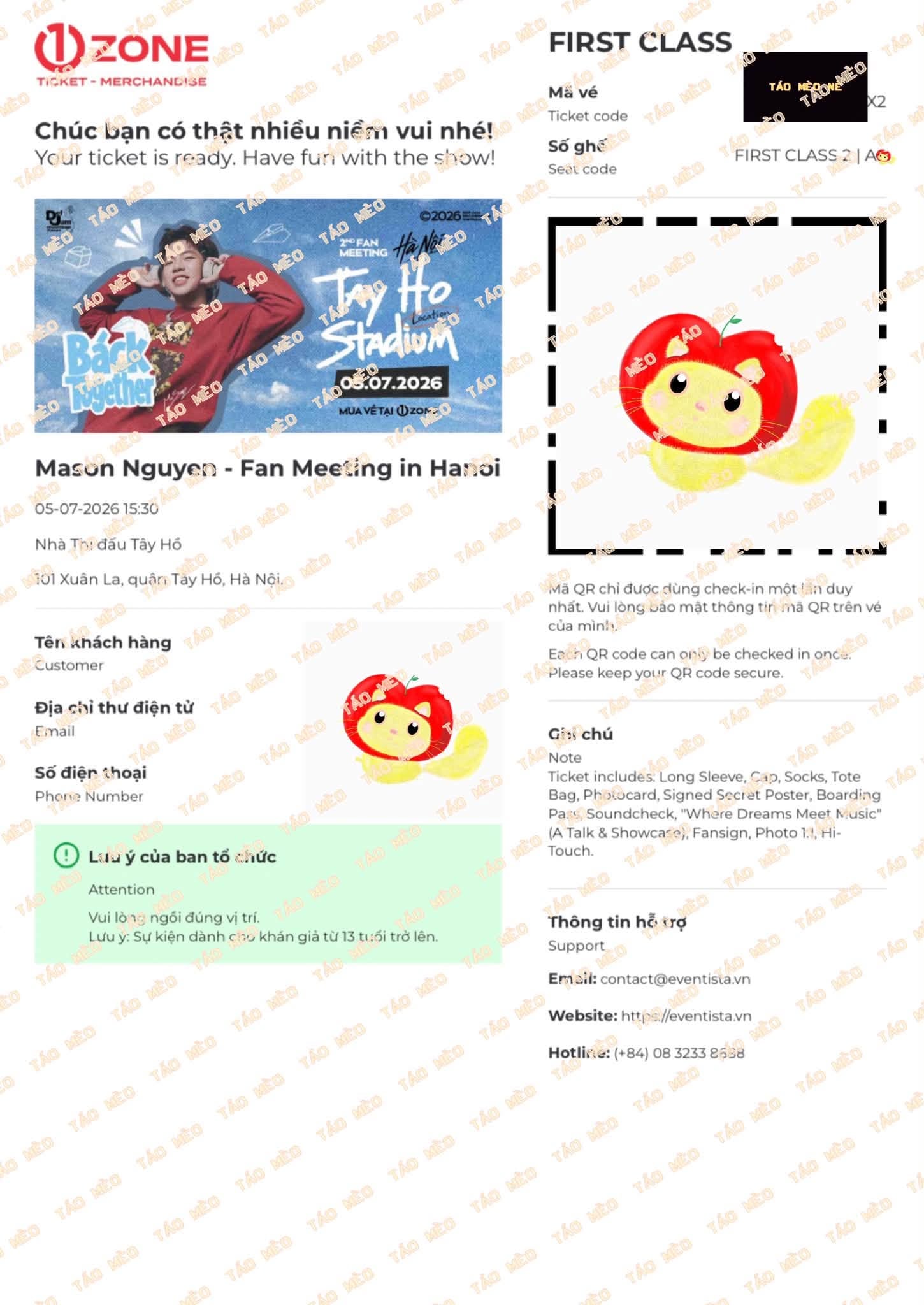 Booking confirmation 1: MASON NGUYỄN 2ND FAN MEETING “BÁCK TOGETHER”