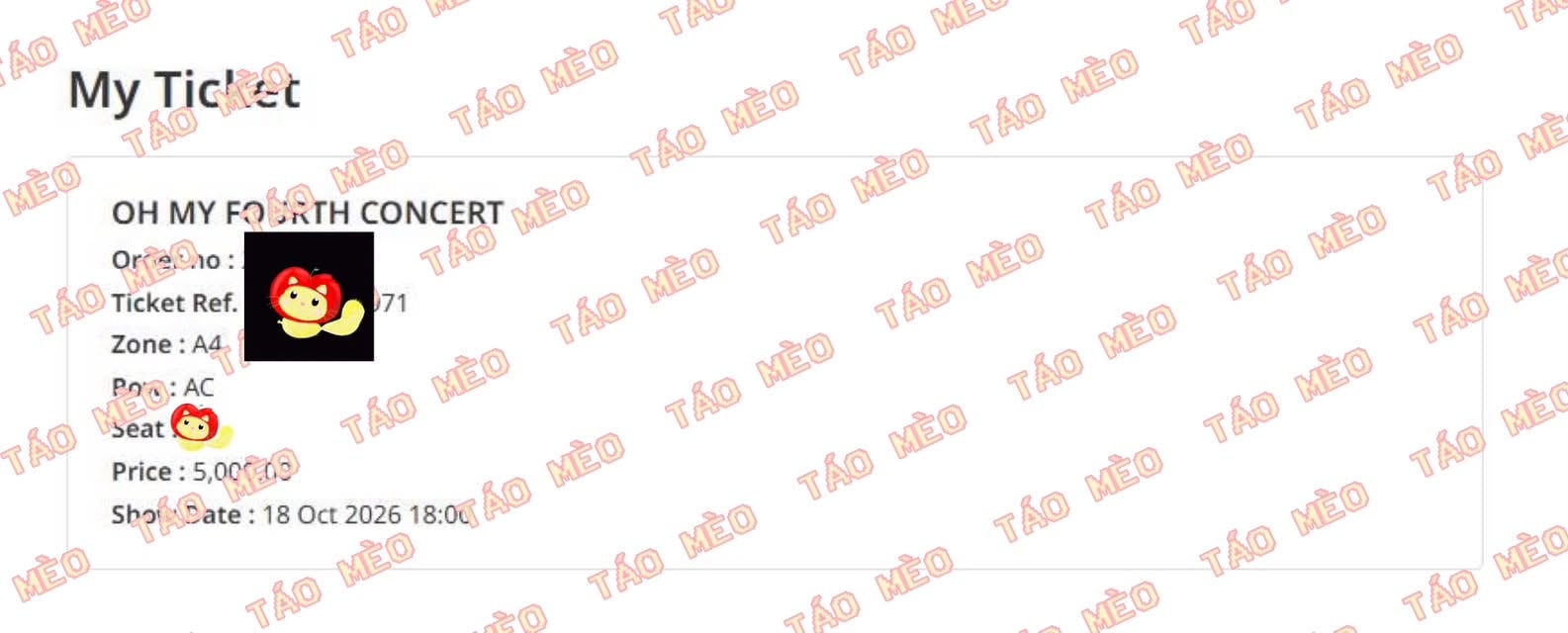 Booking confirmation 1: OH MY FOURTH CONCERT