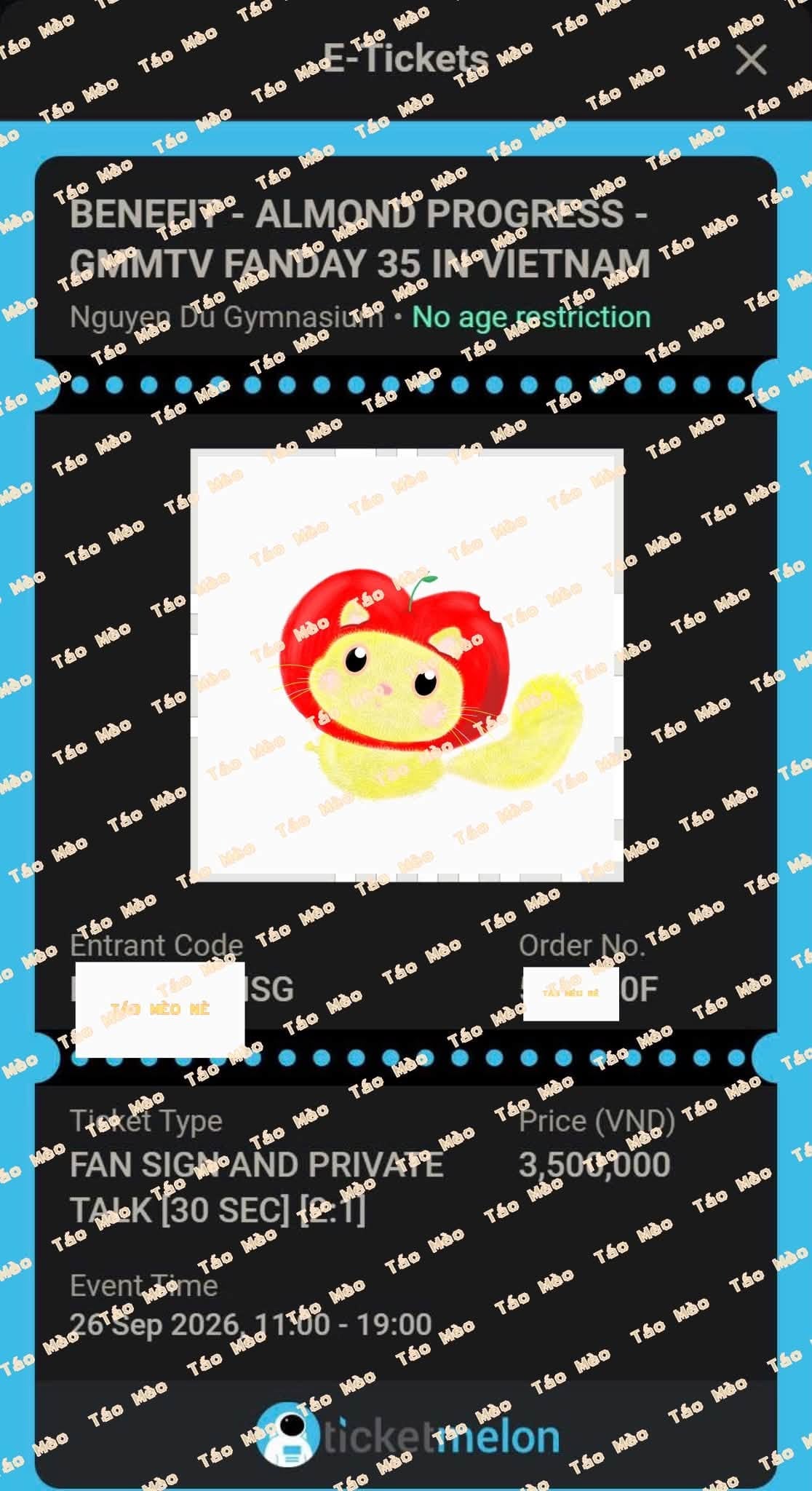 Booking confirmation 1: FAN SIGN+PRIVATE TALK (30s) SHORTGMMTV FANDAY 35 IN HO CHI MINH CITY