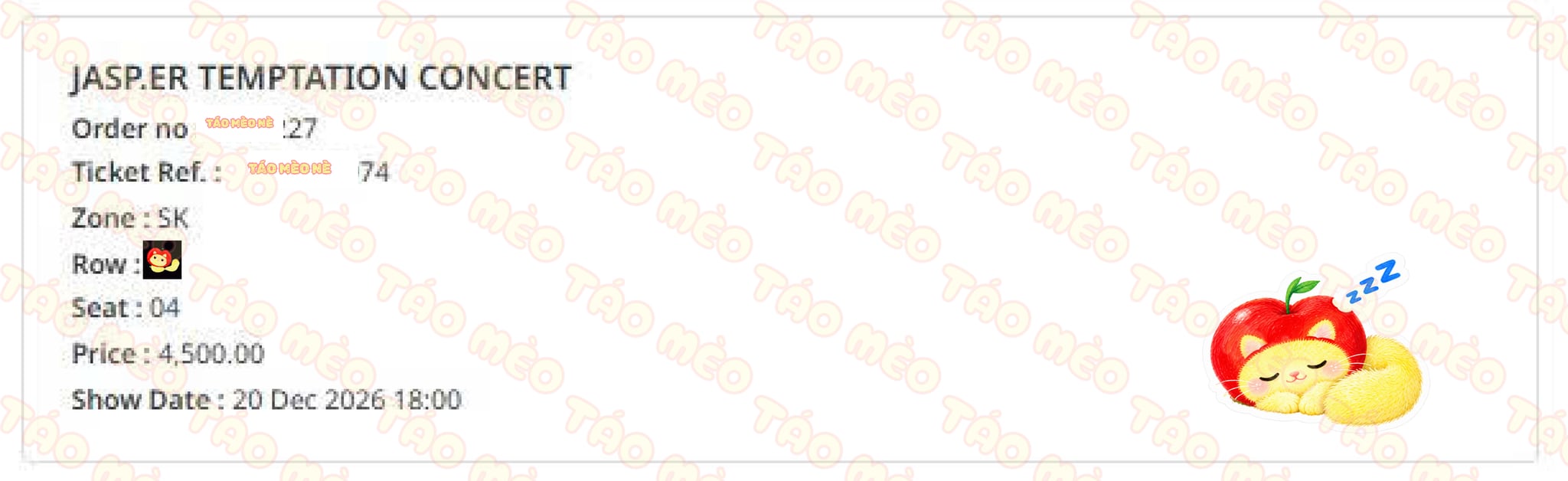 Booking confirmation 1: JASP.ER TEMPTATION CONCERT