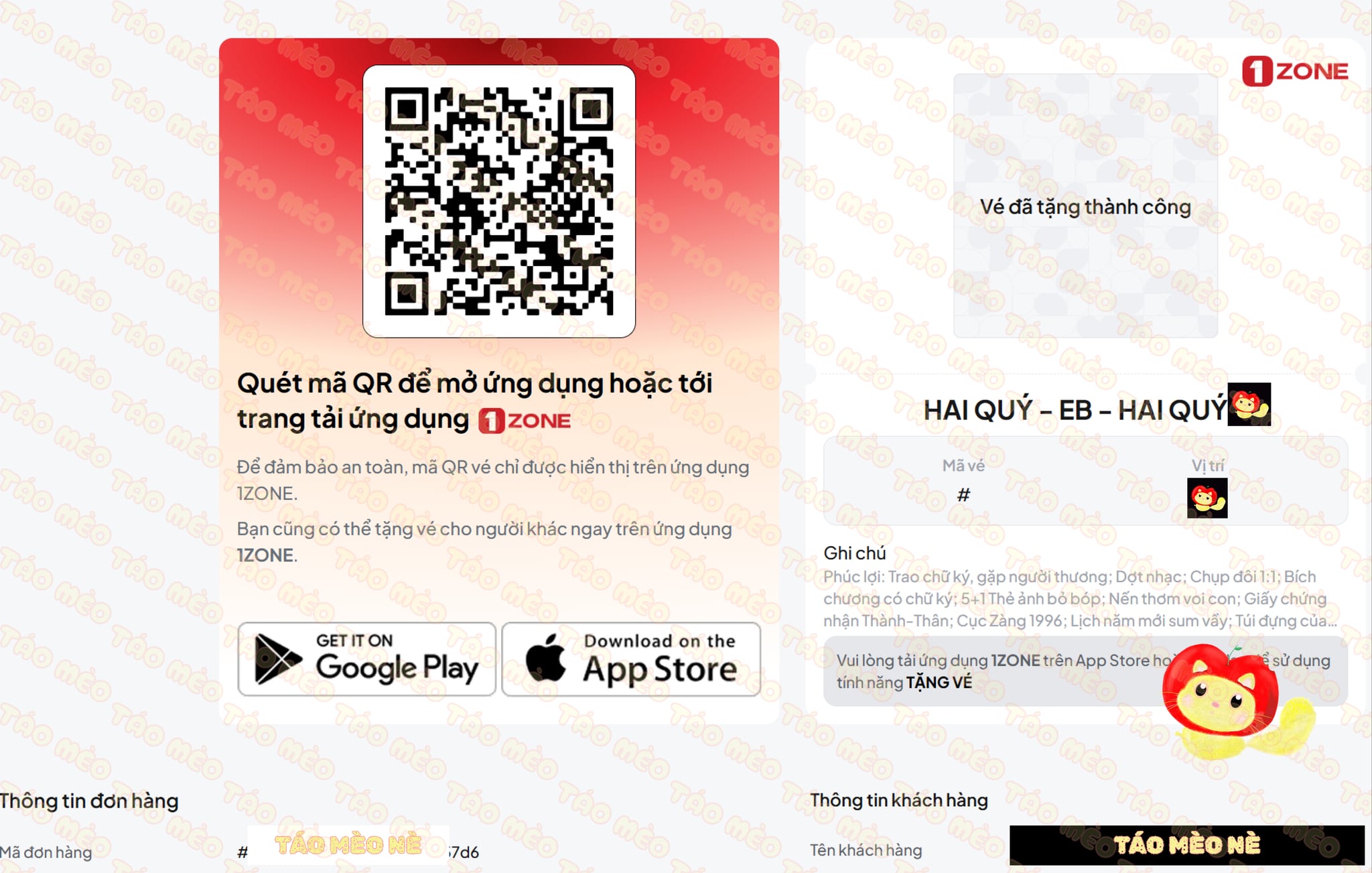 Booking confirmation: Vương Bình – Tiệc Thành Thân (Mâm 2), Vietnam