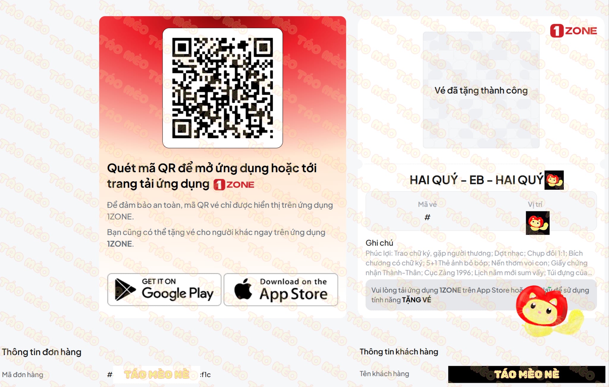 Booking confirmation: Vương Bình – Tiệc Thành Thân (Mâm 2), Vietnam